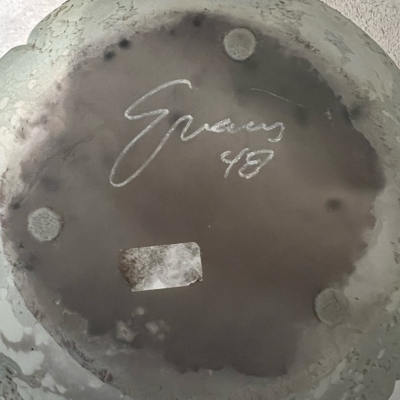 VINTAGE GREEN/ GOLD FLECKS PUMPKIN WITH LID AND STAND - Picture 7 of 13